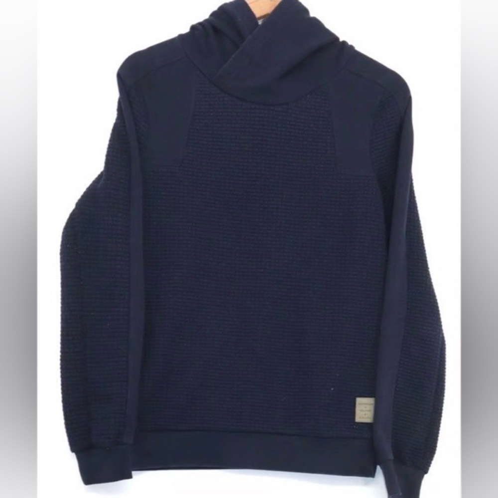 Scotch & Soda Amsterdam Couture Sweatshirt Hooded Waffle Knit Navy SZ SM